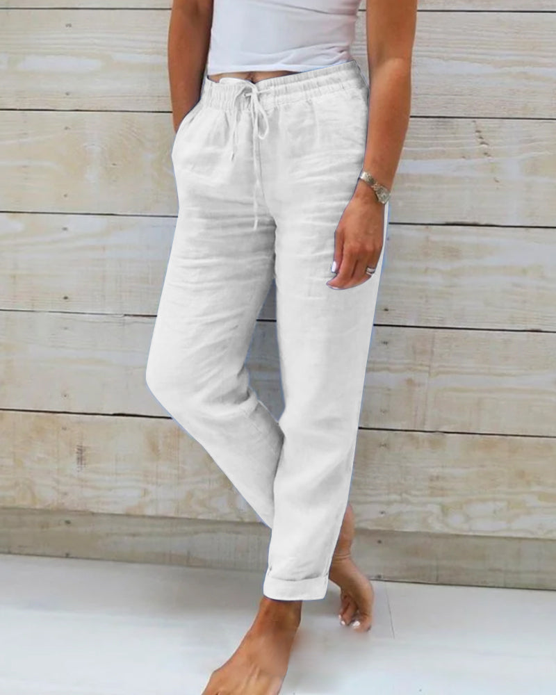 Monika | Pantalon en coton élastique et polyester