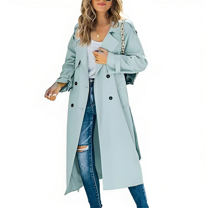 Trench-coat élégant à double boutonnage pour femmes