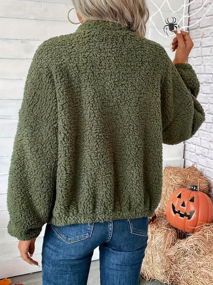 Veste zippée avec épaules en teddy