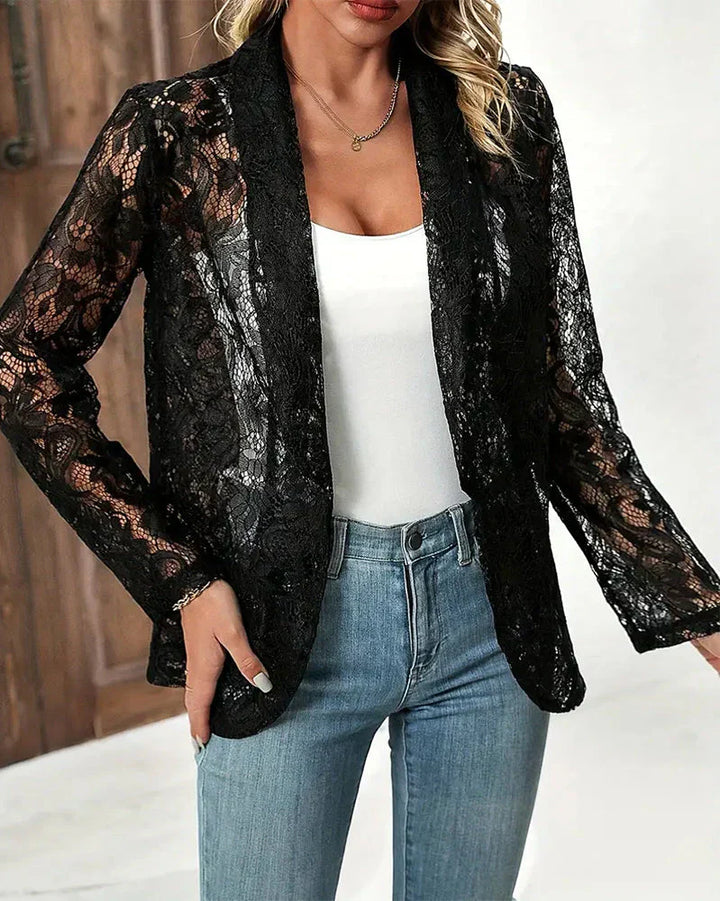 Blazer en dentelle à col revers