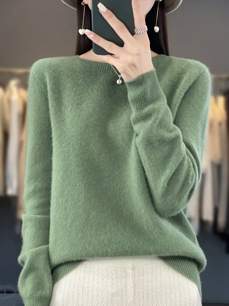 Pull en cachemire pour femmes, col rond, doux et élégant