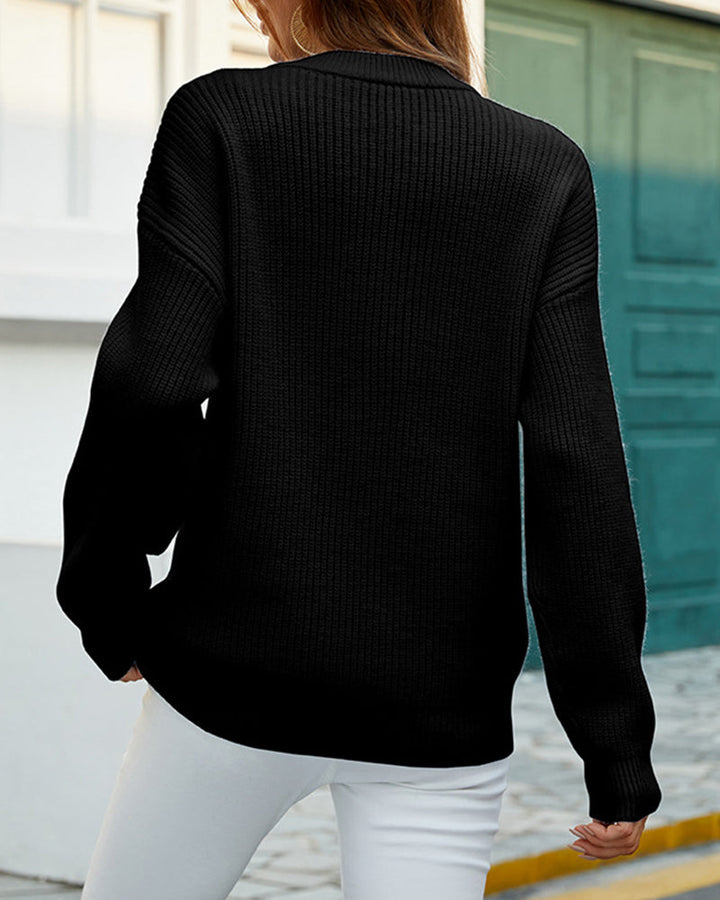 Pull élégant et robuste à col rond pour les femmes d'automne