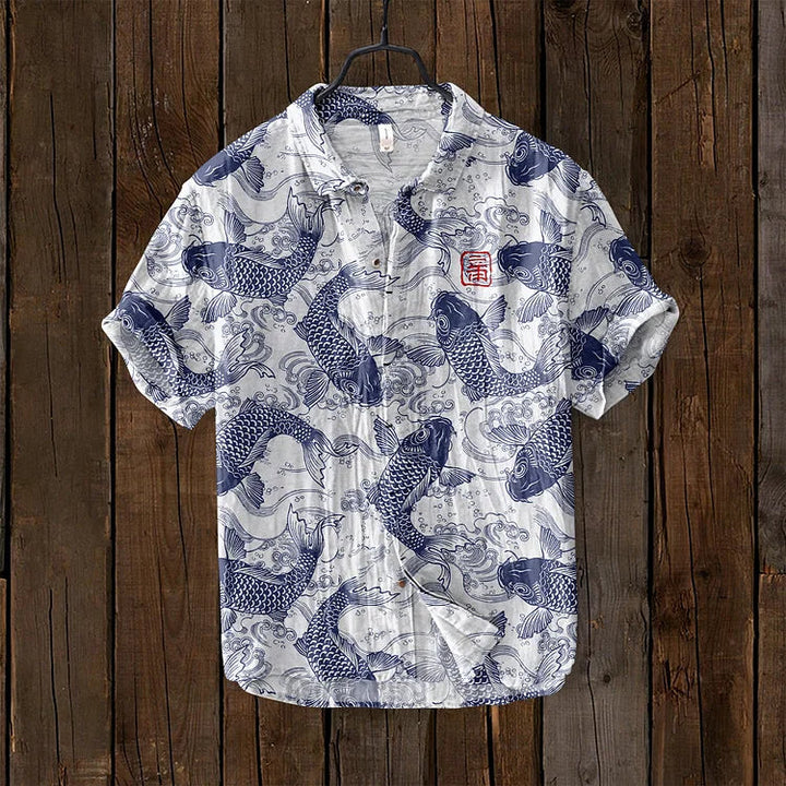 Chemise Vintage Poisson avec Esthétique Artistique Japonaise