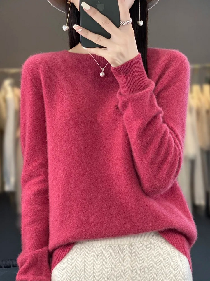 Pull en cachemire pour femmes, col rond, doux et élégant
