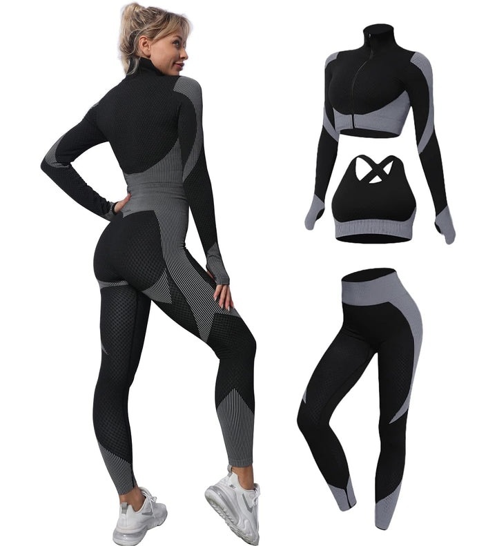 Ensemble de sport sans couture (3 pièces)