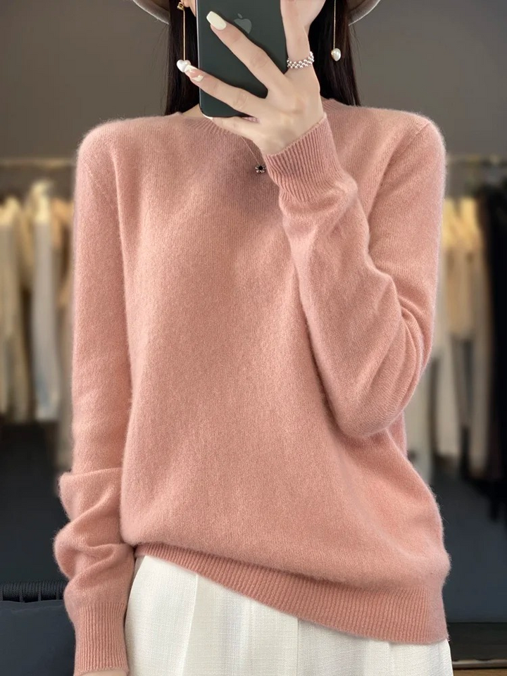Pull en cachemire pour femmes, col rond, doux et élégant
