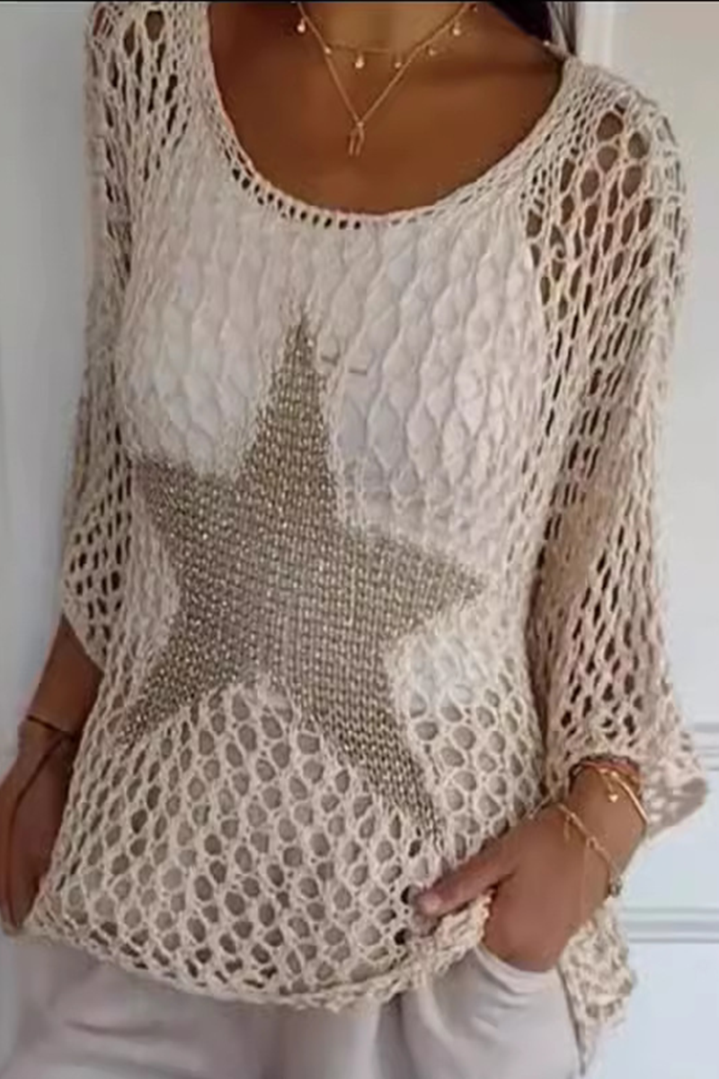 Pull Transparent Femme Avec Col Rond Étoiles
