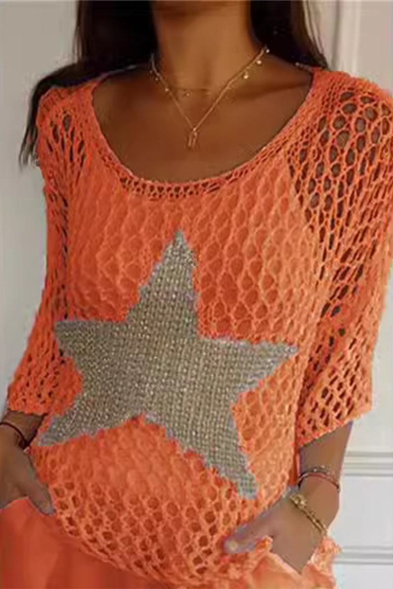 Pull Transparent Femme Avec Col Rond Étoiles