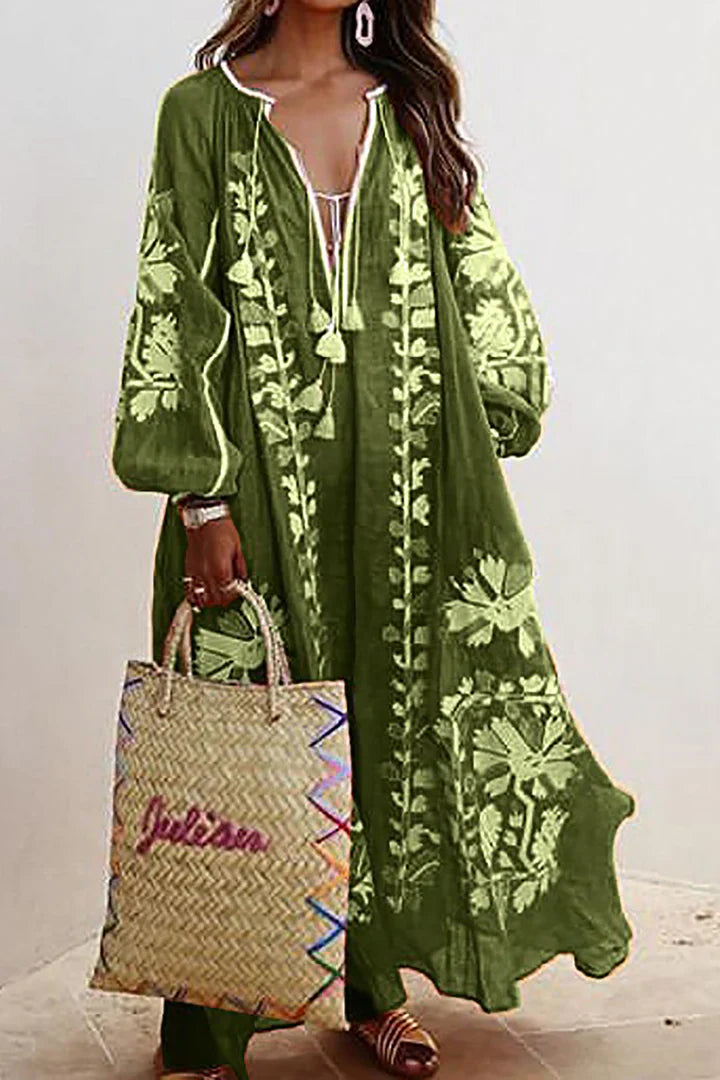 Robe longue en style bohème avec imprimé floral