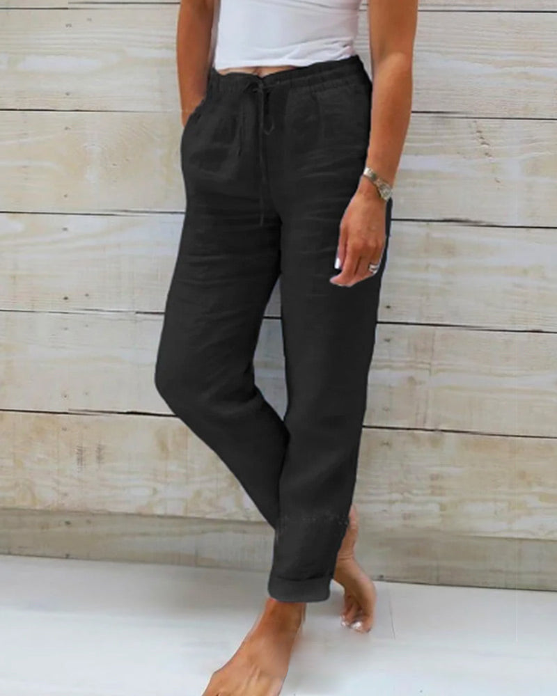 Monika | Pantalon en coton élastique et polyester