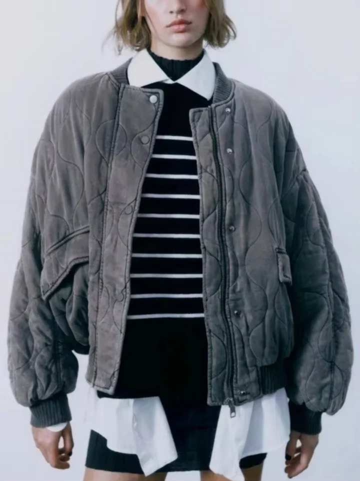 Veste en coton à col rond