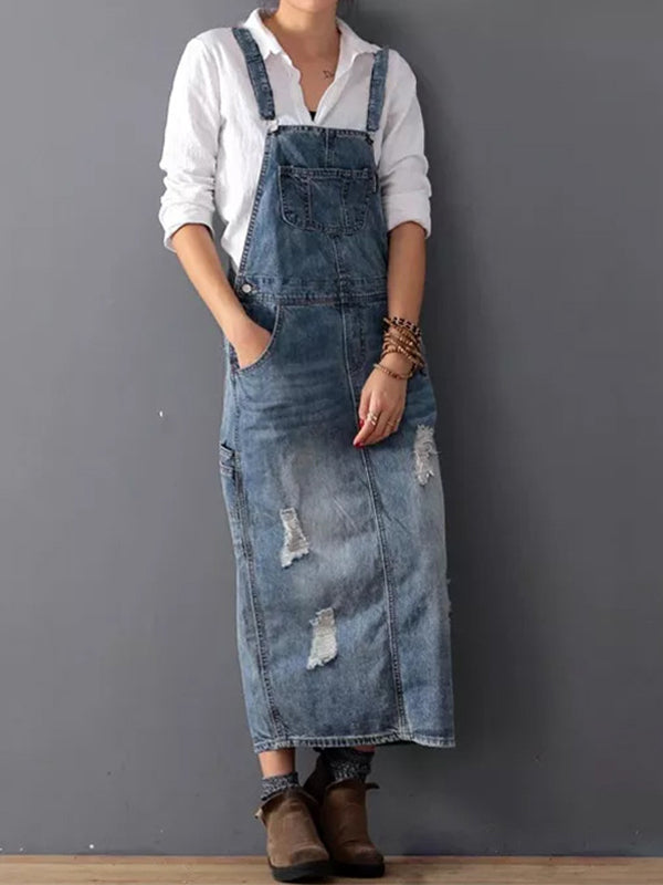 Robe salopette en denim décontractée