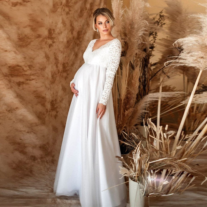 Robe maxi en dentelle élégante pour femmes enceintes