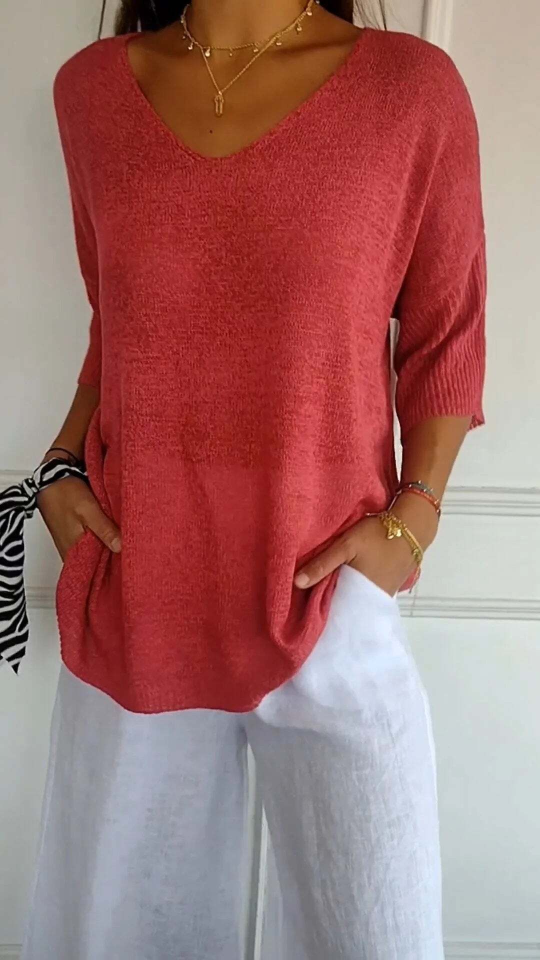 Pull en maille avec décolleté en V