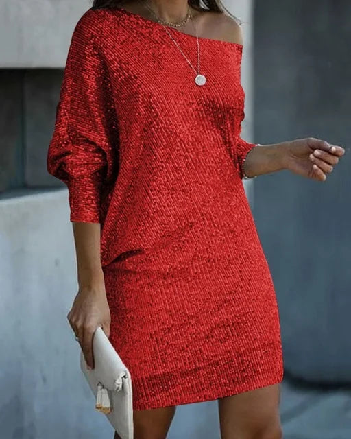 Robe à paillettes de fête avec contraste
