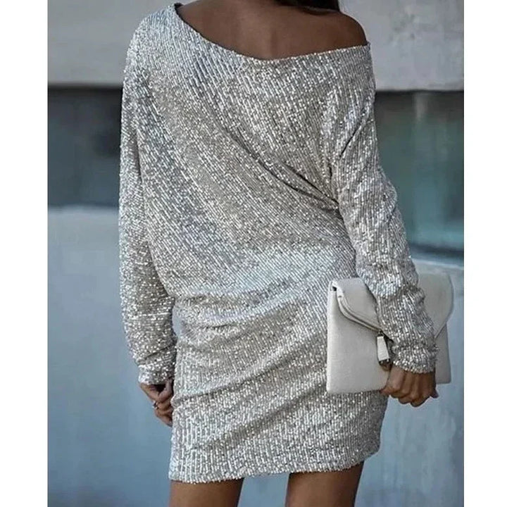 Robe à paillettes de fête avec contraste