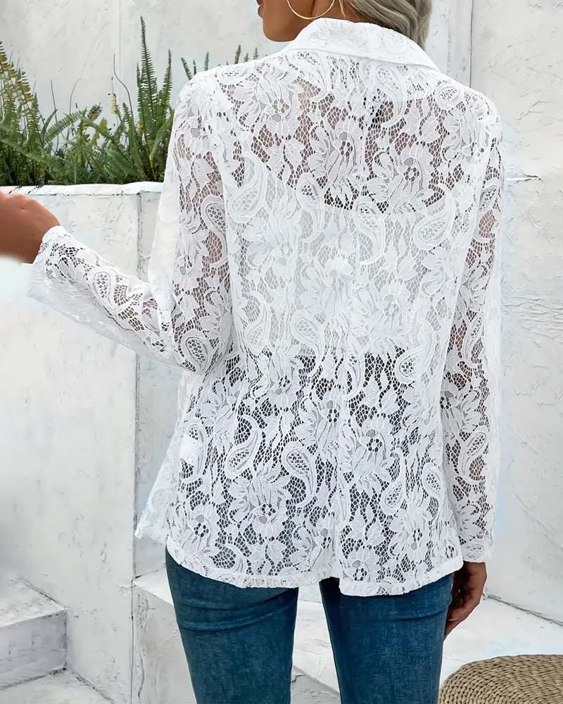 Blazer en dentelle à col revers