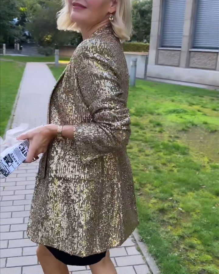 Veste dorée scintillante avec paillettes