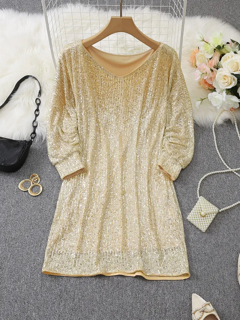 Robe mini brillante à une épaule