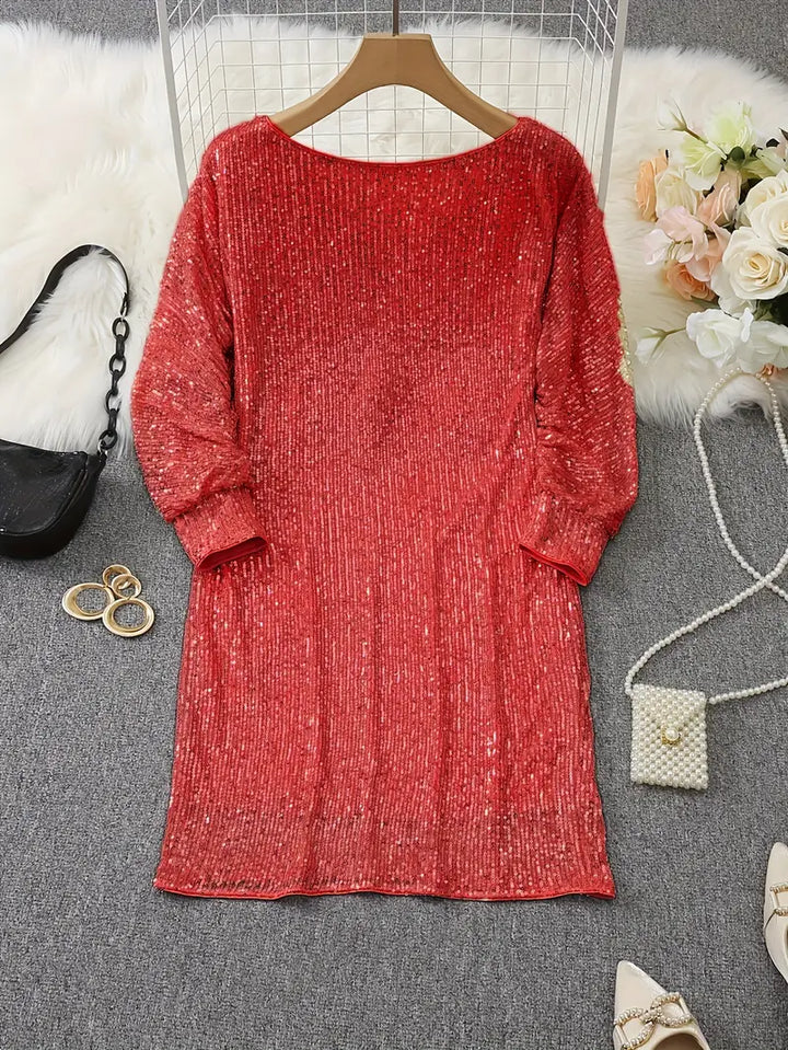 Robe mini brillante à une épaule