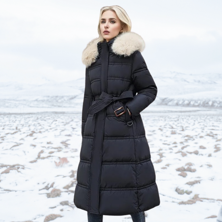 Veste d'Hiver Luxe avec Col en Fourrure pour Femmes - Nordelle