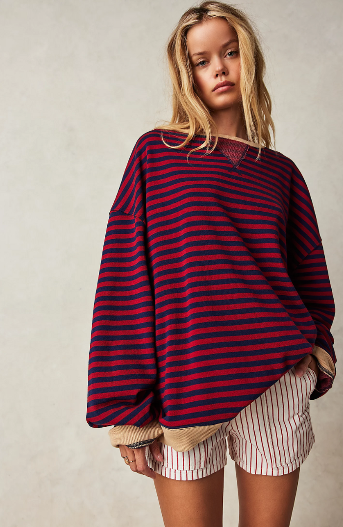Pull Oversize Rayé Femme Confortable Pour le Quotidien