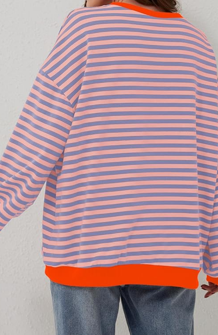 Pull à Rayures Oversize pour Femmes Confortable pour Tous les Jours