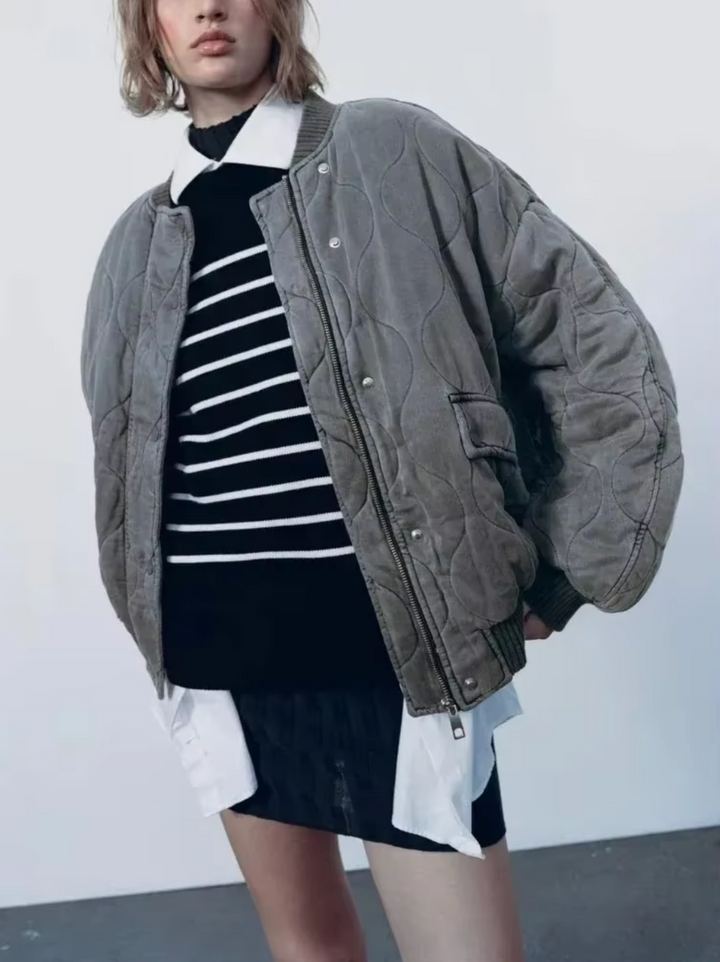 Veste en coton à col rond