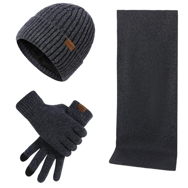 Ensemble d'hiver décontracté avec bonnet, écharpe et gants pour hommes