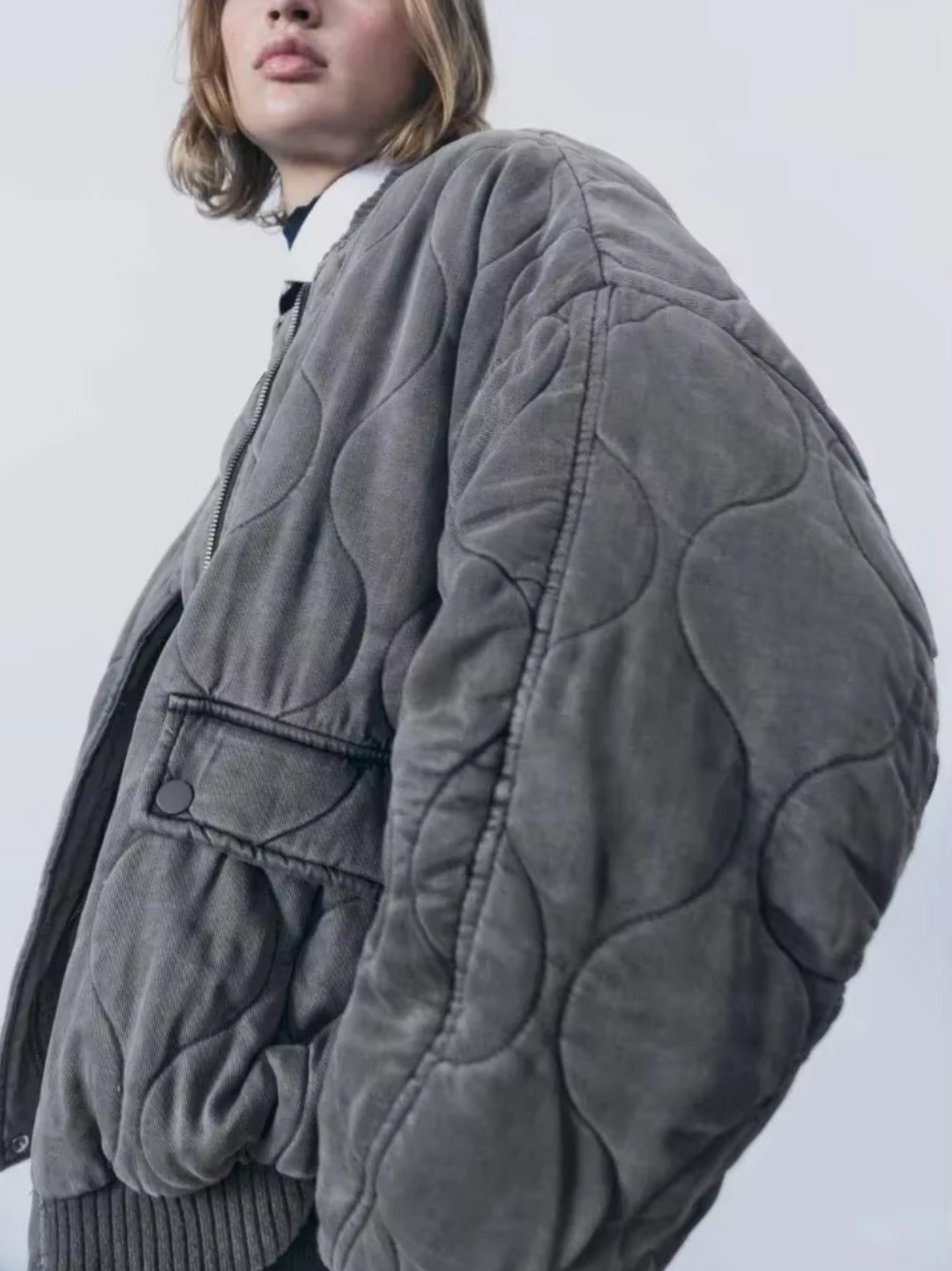 Veste en coton à col rond