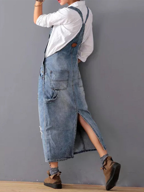 Robe salopette en denim décontractée