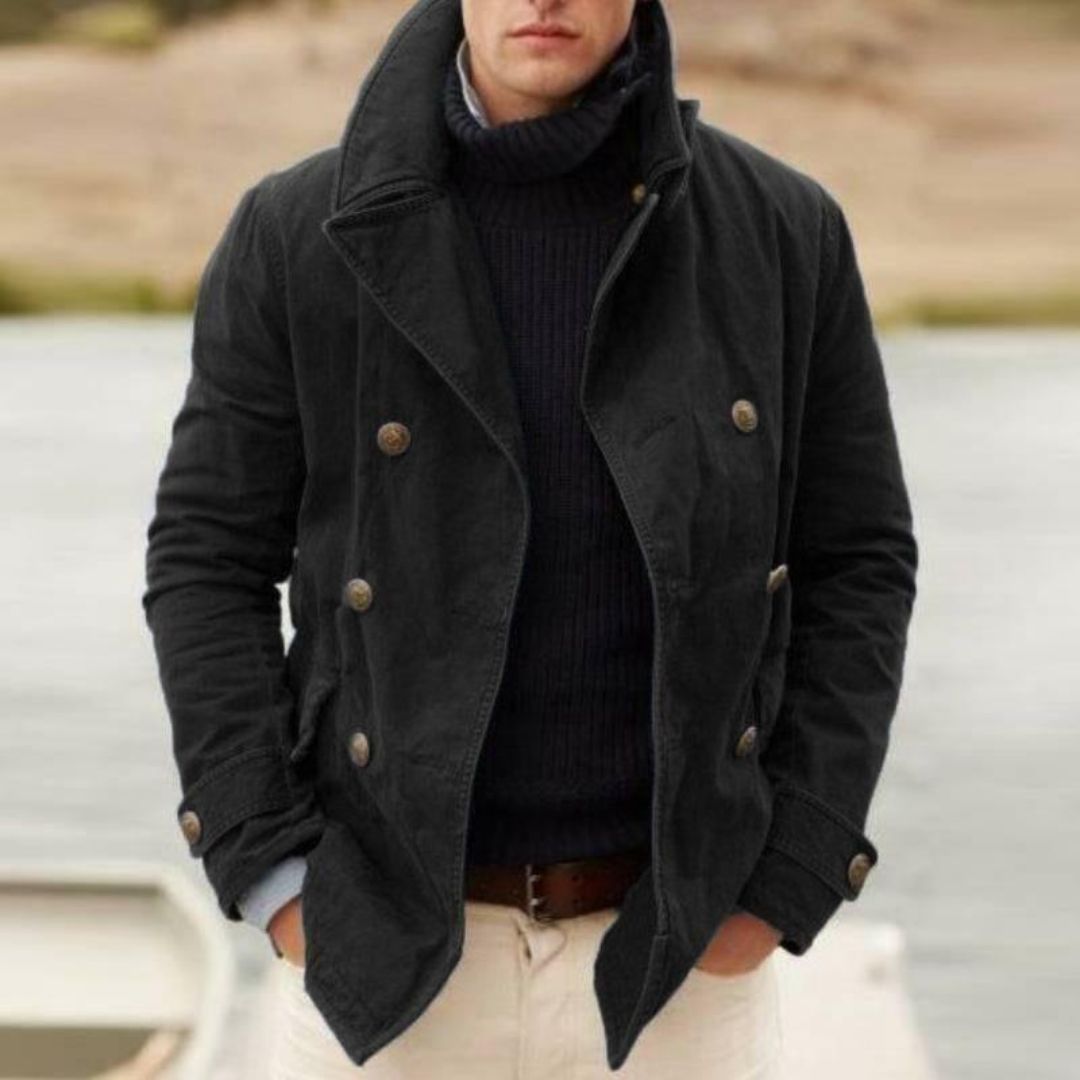 Heidi-Mode | Manteau Peacoat classique avec double boutonnage et col haut