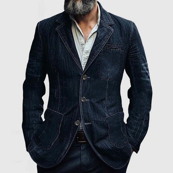 Heidi-Mode - Blazer en Denim à Boutonnage Simple Décontracté pour Hommes