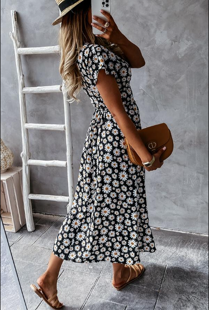 Robe Midi Loved By You avec motif de marguerites