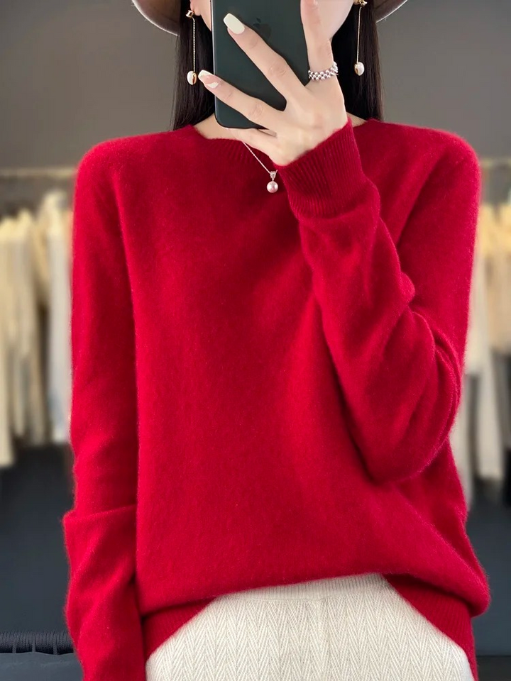 Pull en cachemire pour femmes, col rond, doux et élégant