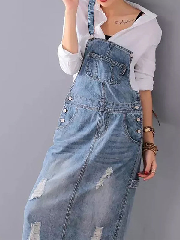 Robe salopette en denim décontractée