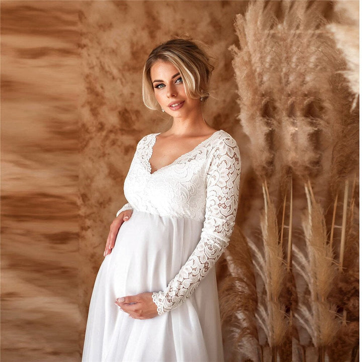 Robe maxi en dentelle élégante pour femmes enceintes
