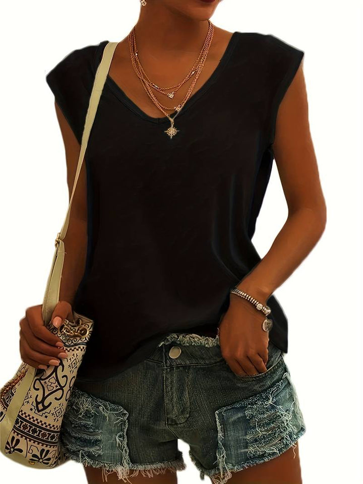 Heidi – t-shirt décontracté et simple avec décolleté en V