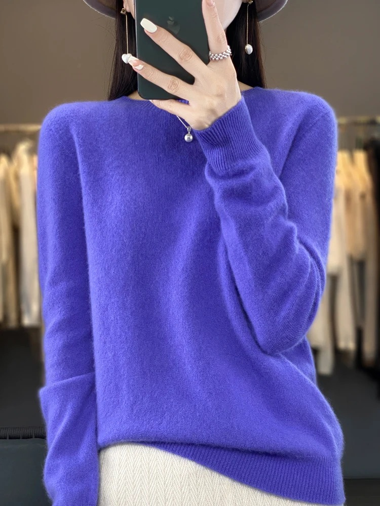 Pull en cachemire pour femmes, col rond, doux et élégant