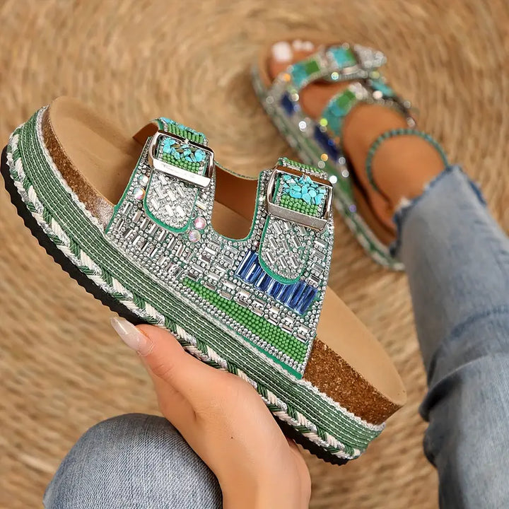 Sandales à strass et paillettes pour femmes