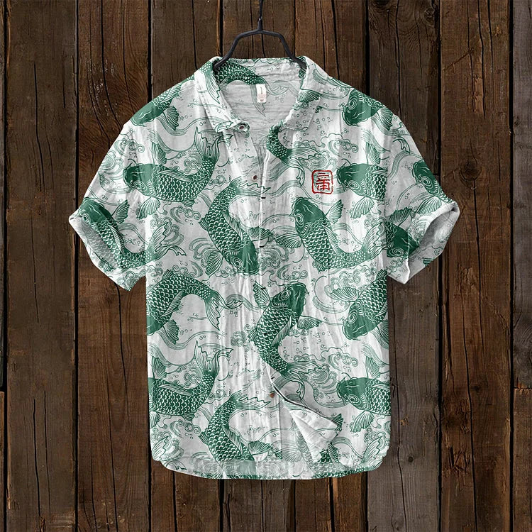 Chemise Vintage Poisson avec Esthétique Artistique Japonaise