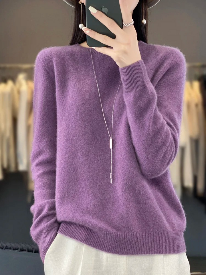 Pull en cachemire pour femmes, col rond, doux et élégant