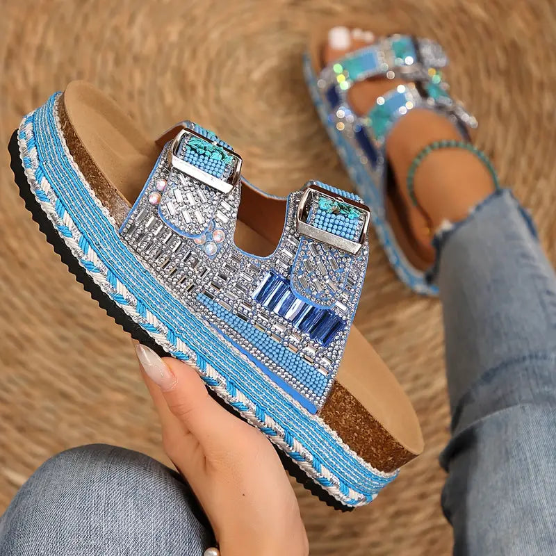 Sandales à strass et paillettes pour femmes