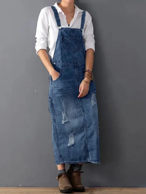 Robe salopette en denim décontractée