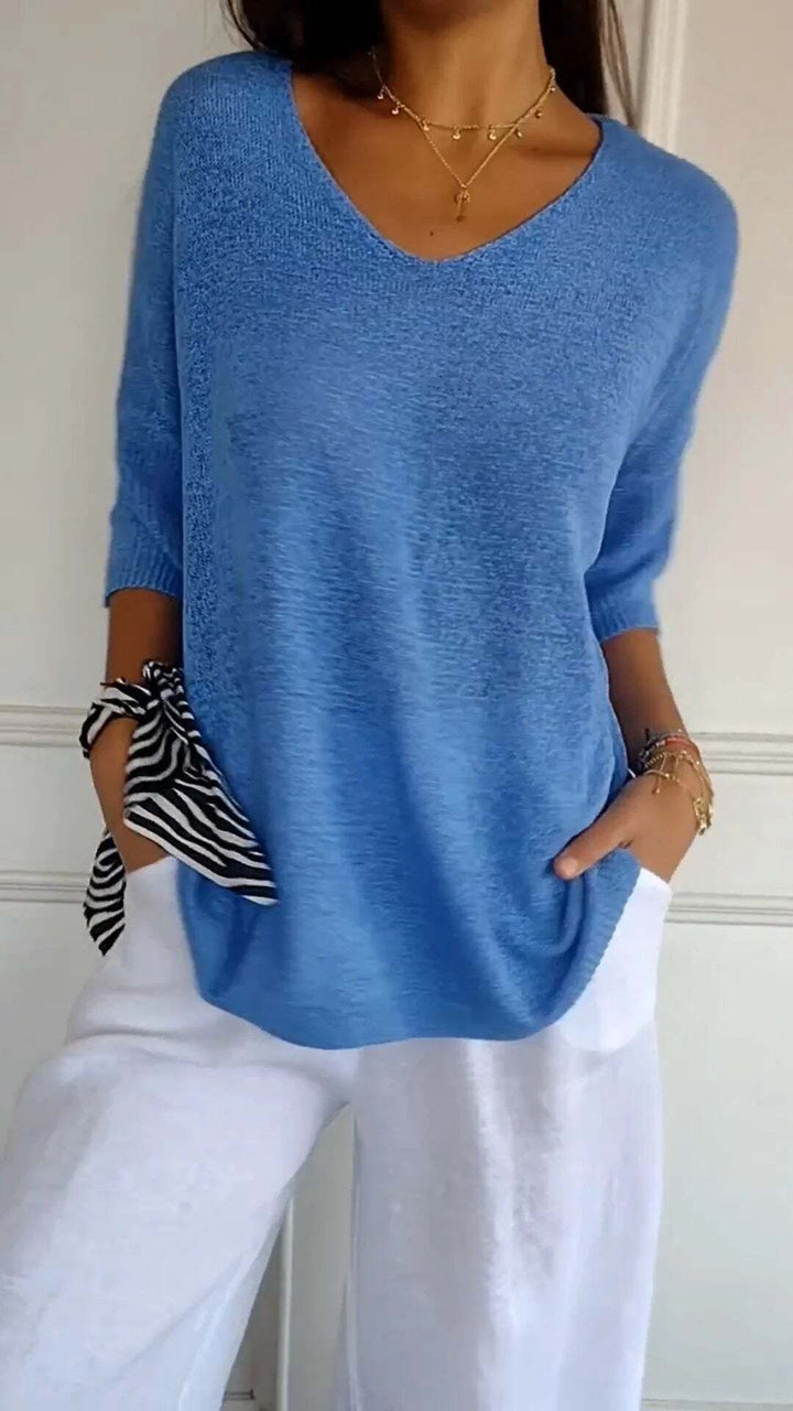 Pull en maille avec décolleté en V