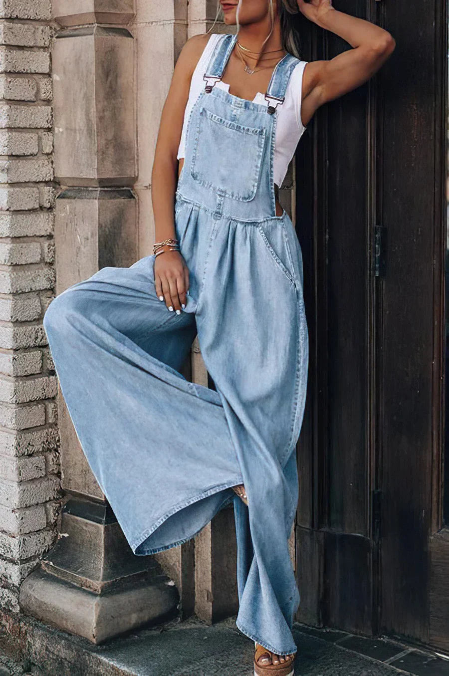 Combinaison en Denim sans Manches Tendance pour Femmes
