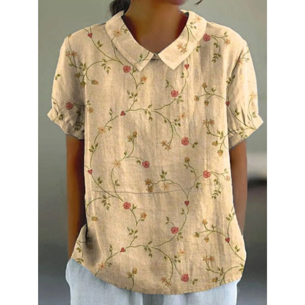 blouse en coton avec motif floral pastoral