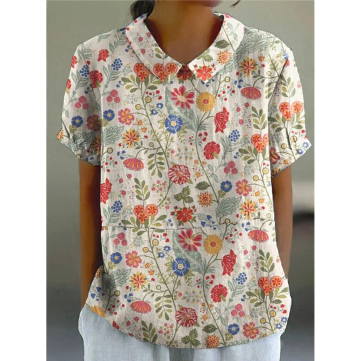 blouse en coton avec motif floral pastoral