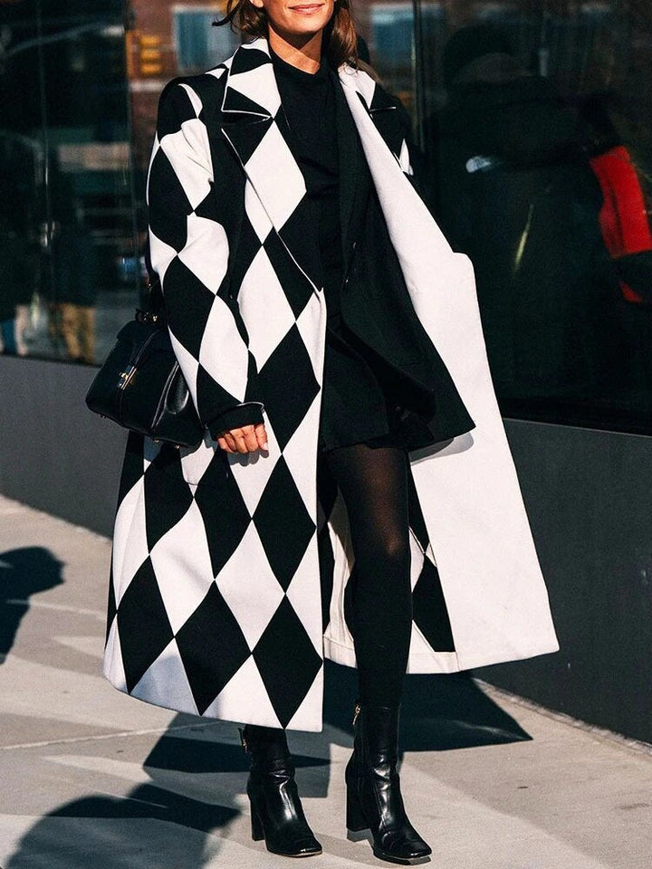 Manteau en laine à revers à manches longues