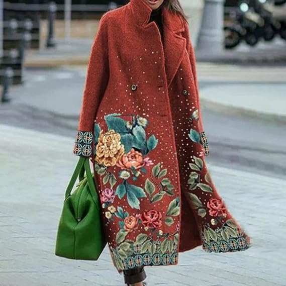 Manteau en laine à revers à manches longues